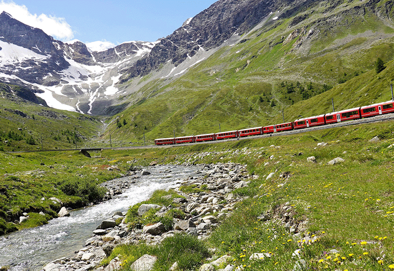 train in the mountains